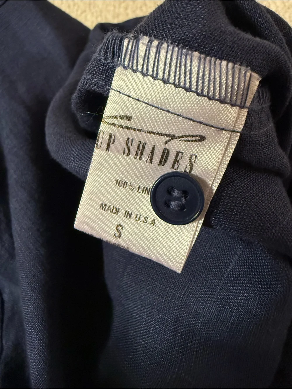 CP SHADES Navy Blue Linen Button Front 2-Piece Midi Shirtdress Dress Top Set